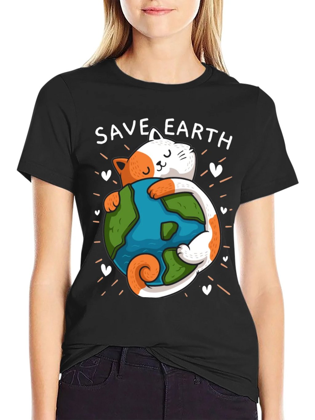 Save Earth Cat T-Shirt - Environmental Awareness Tee product image 2