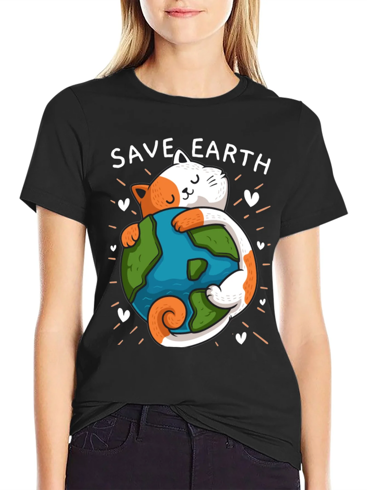 Save Earth Cat T-Shirt - Environmental Awareness Tee product image 2