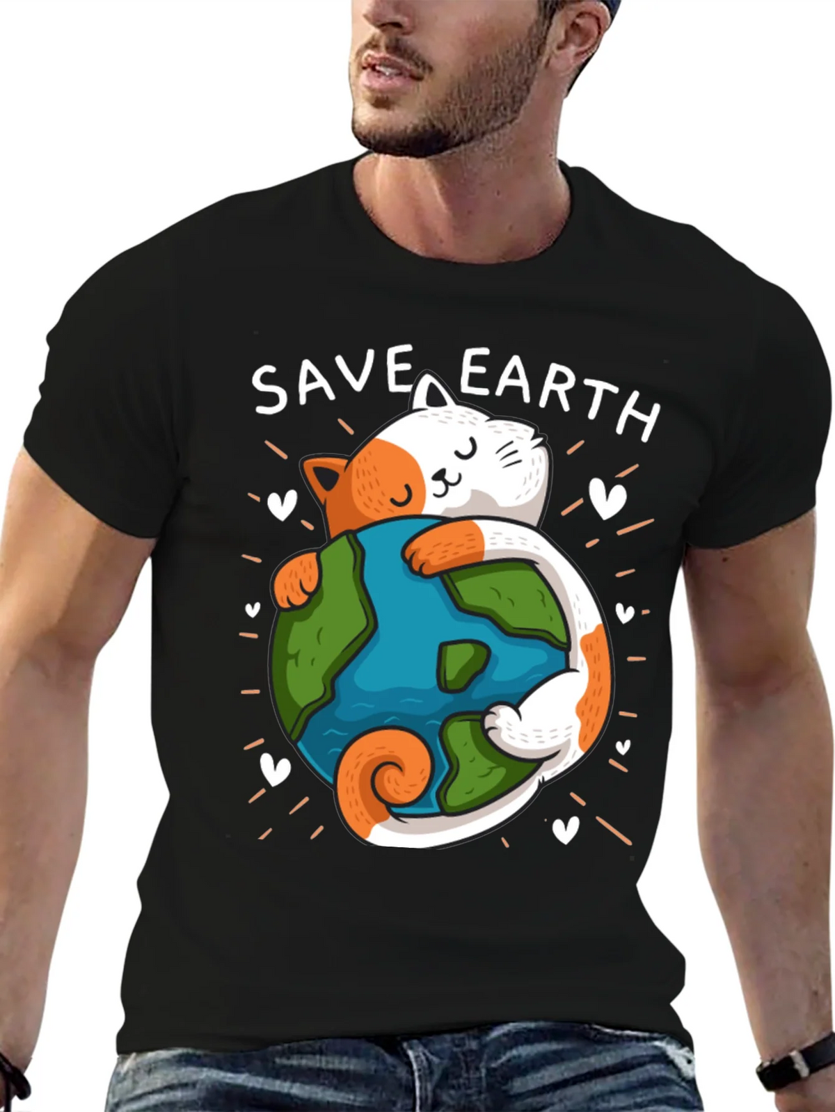 Save Earth Cat T-Shirt - Environmental Awareness Tee product image 6