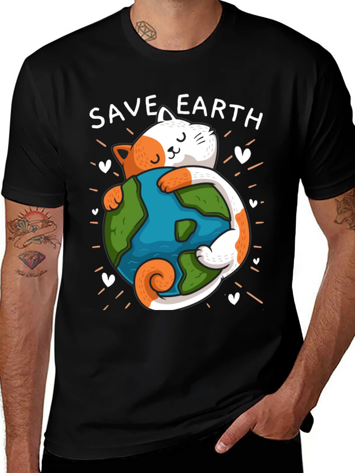 Save Earth Cat T-Shirt - Environmental Awareness Tee product image 1
