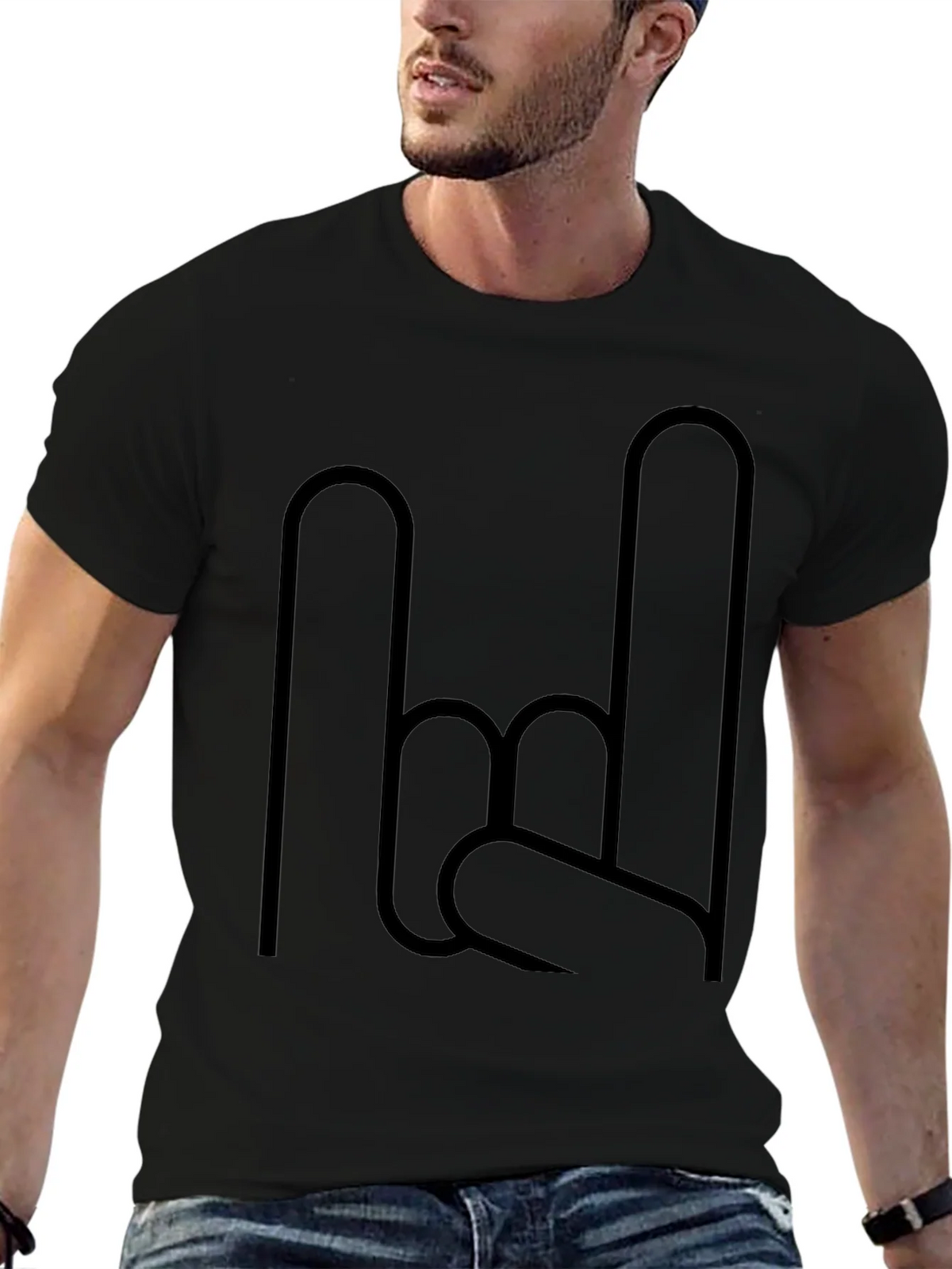 Rock On Graphic Black T-Shirt product image 6