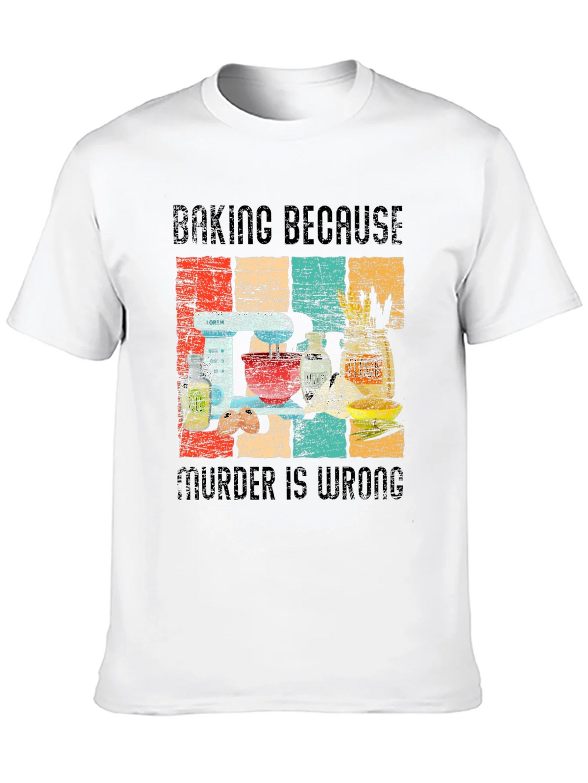 Baking Because Murder is Wrong Funny Retro T-Shirt product image 9