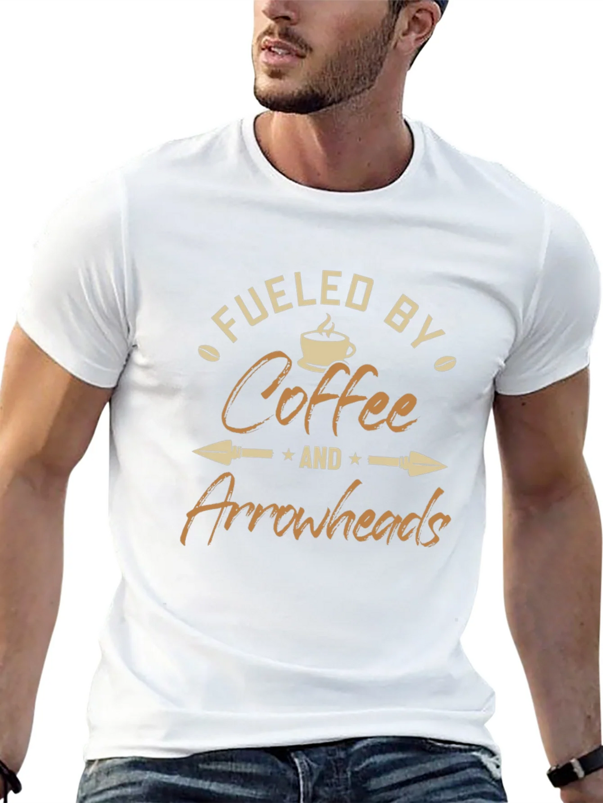 Fueled By Coffee and Arrowheads Black T-Shirt product image 12