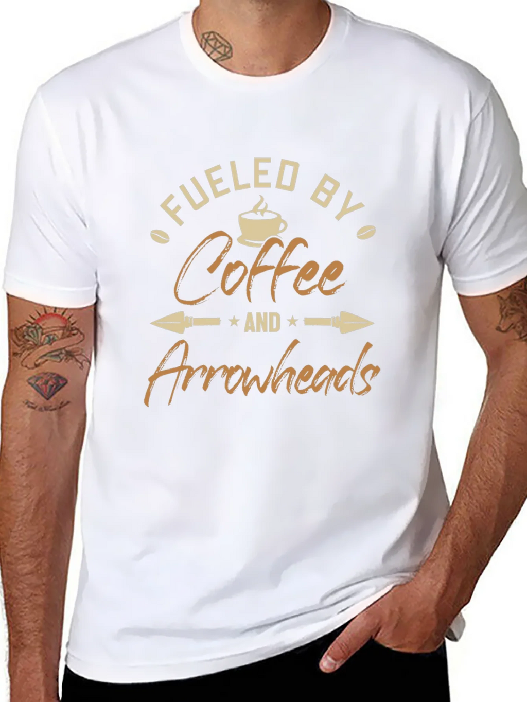 Fueled By Coffee and Arrowheads Black T-Shirt product image 7
