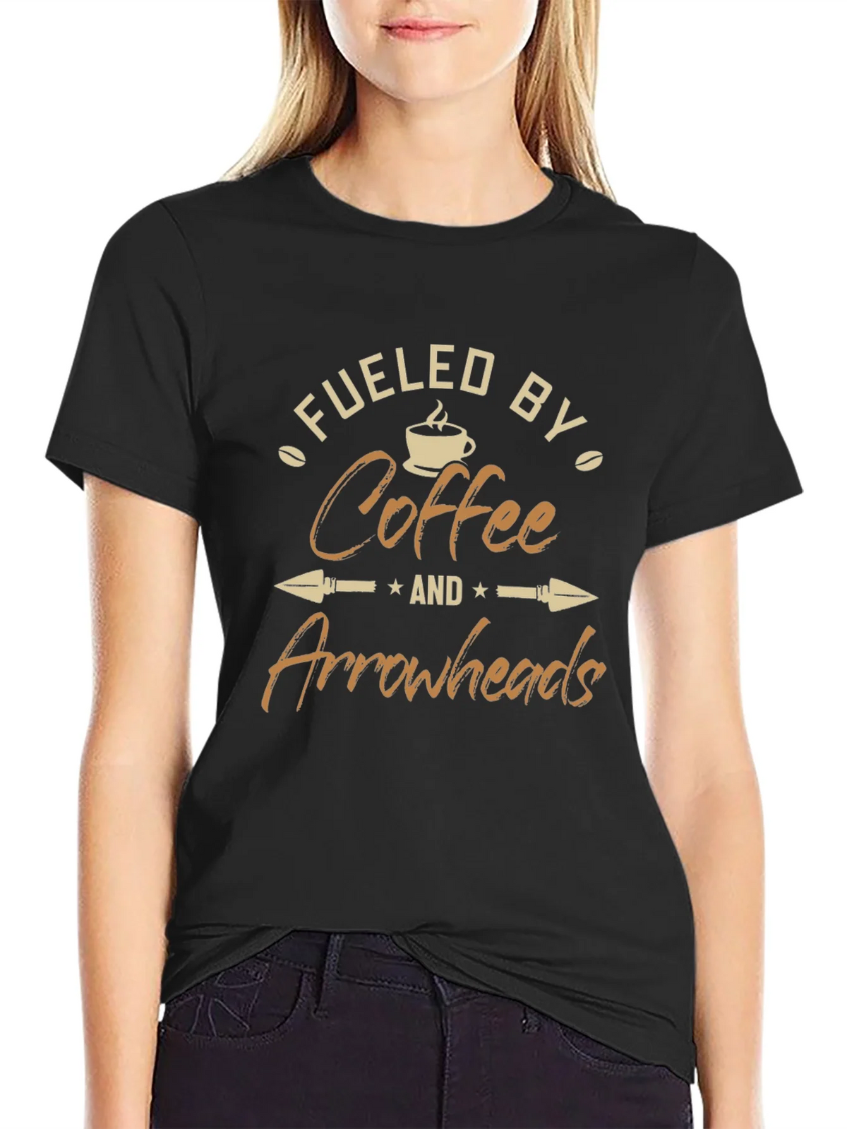 Fueled By Coffee and Arrowheads Black T-Shirt product image 2
