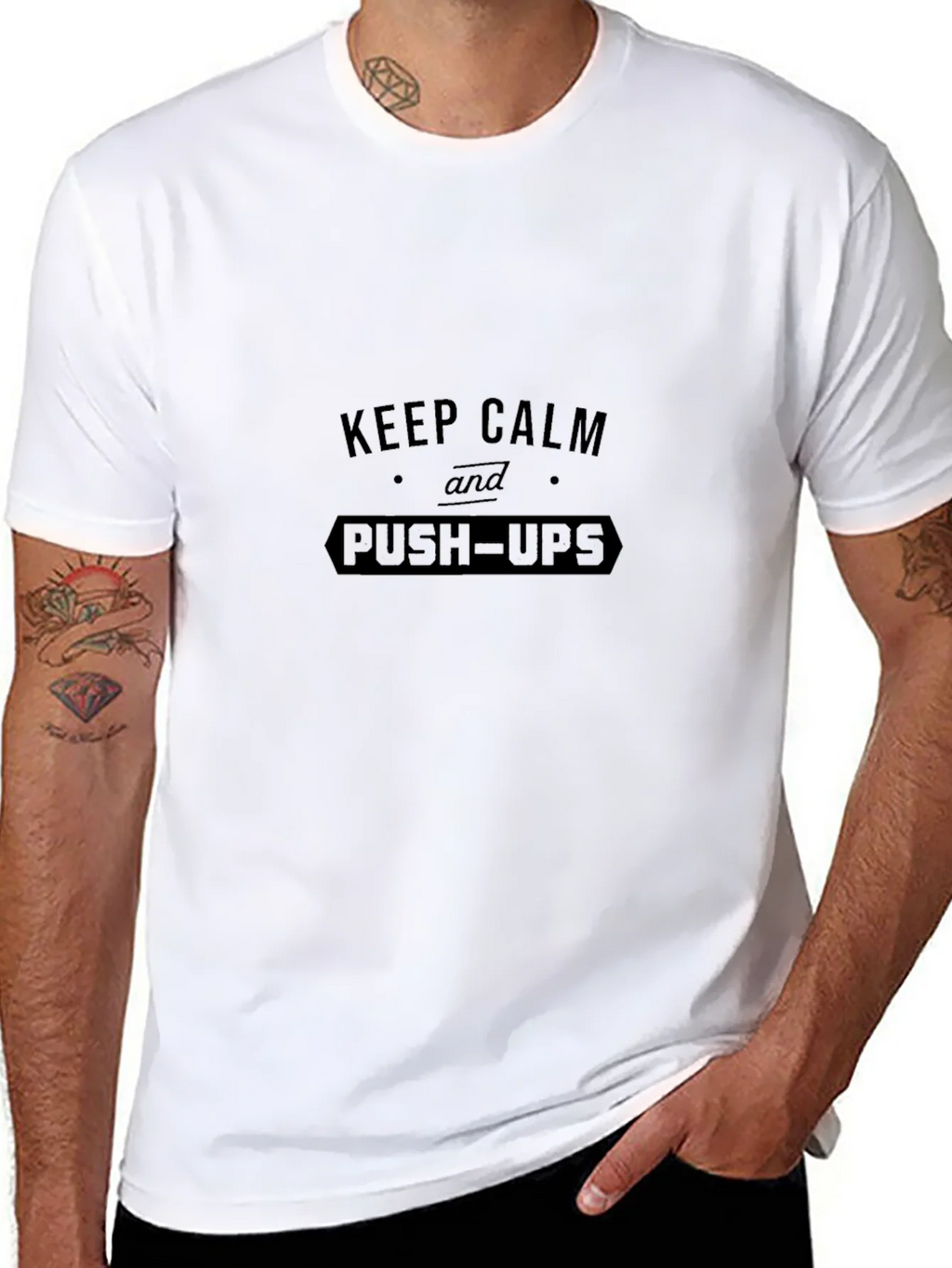 Keep Calm and Push-Ups Black T-Shirt product image 7