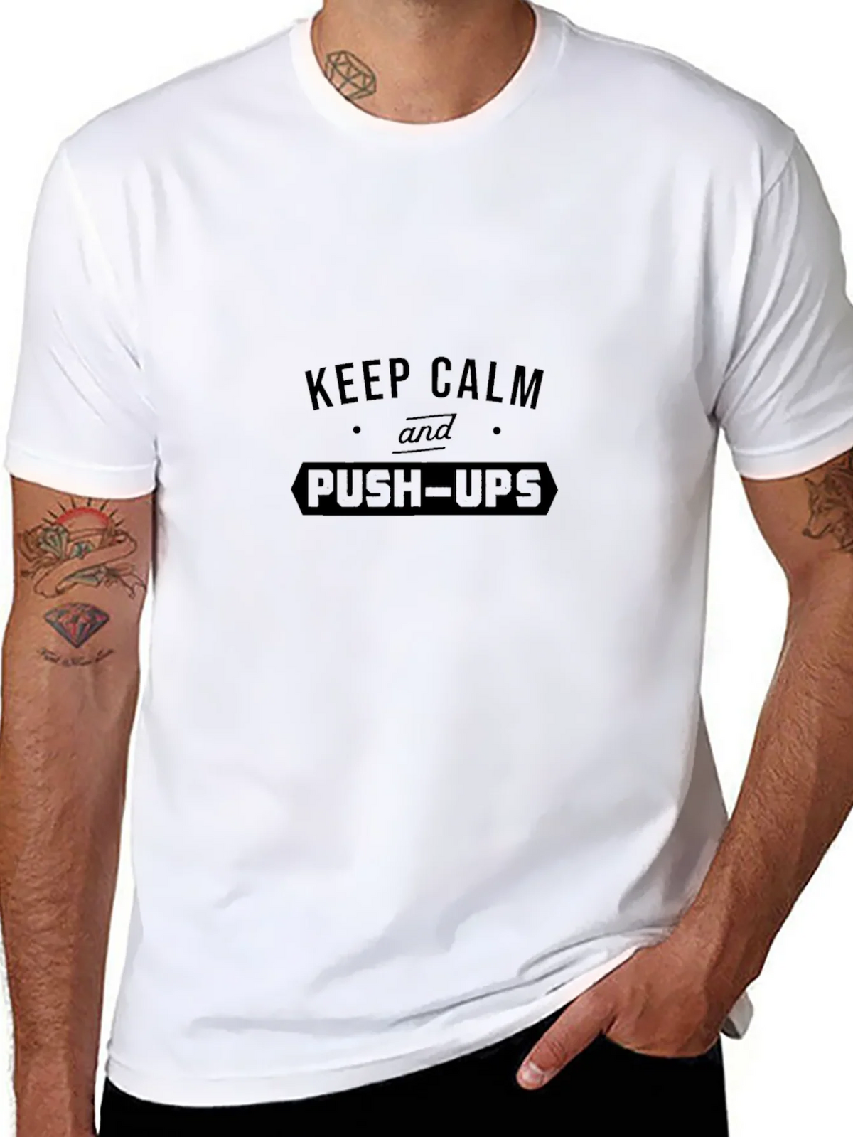 Keep Calm and Push-Ups Black T-Shirt product image 7