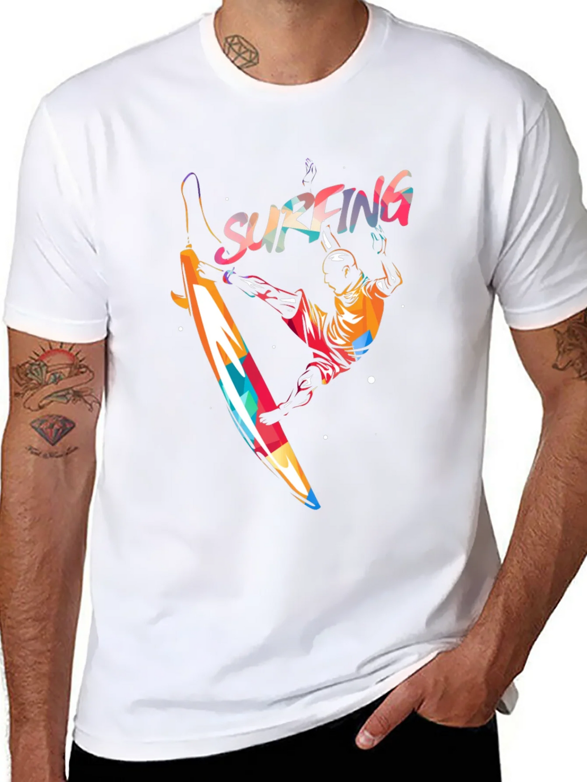 Surfing Graphic Print T-Shirt - Mens Black Tee product image 7