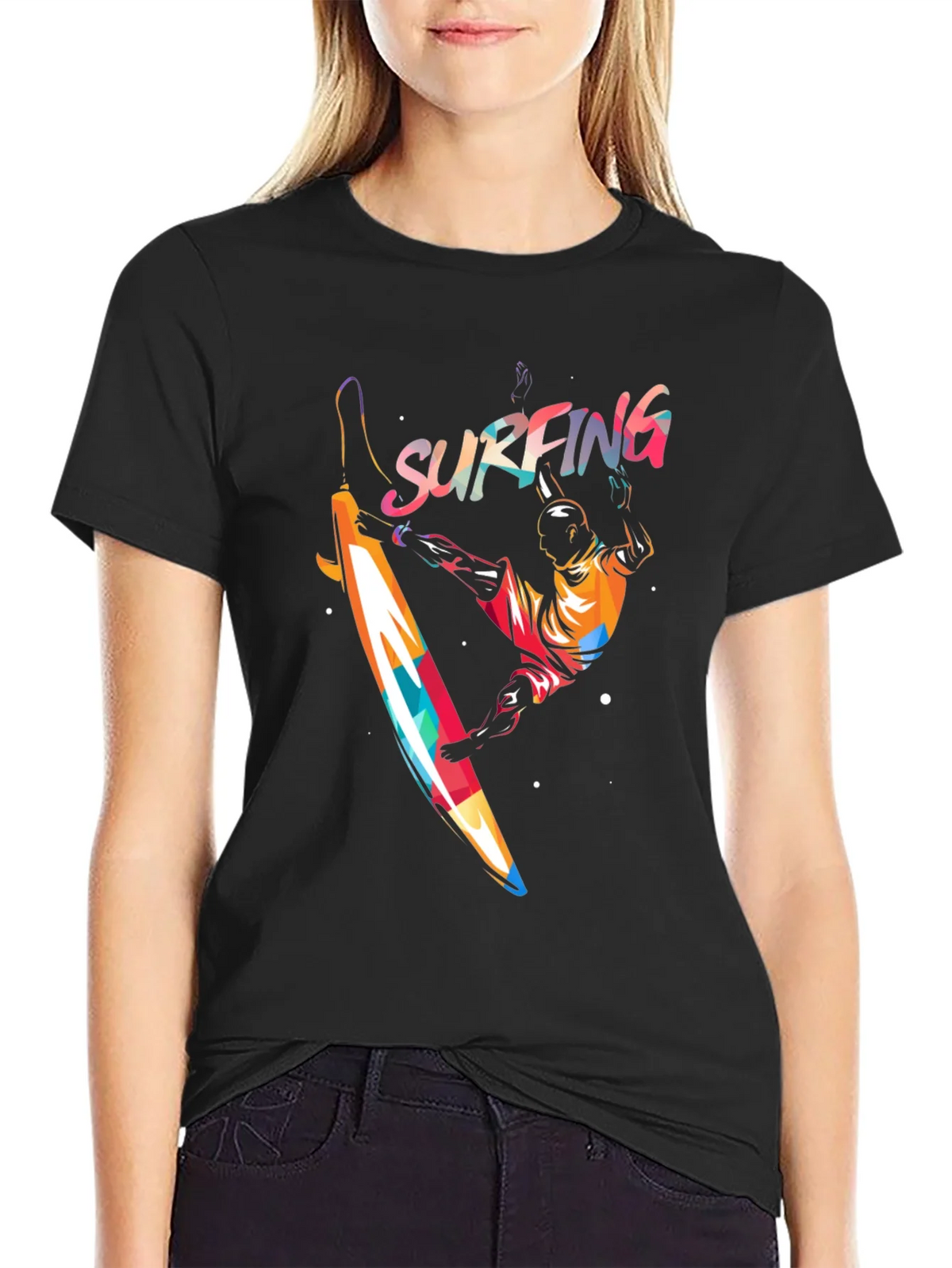 Surfing Graphic Print T-Shirt - Mens Black Tee product image 2