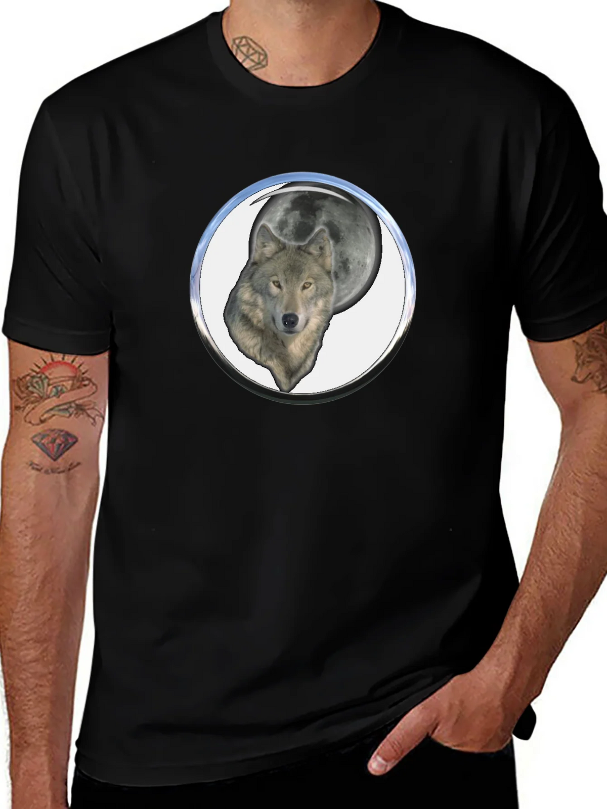 Wolf Moon Graphic Tee - Black Cotton Blend product image 1
