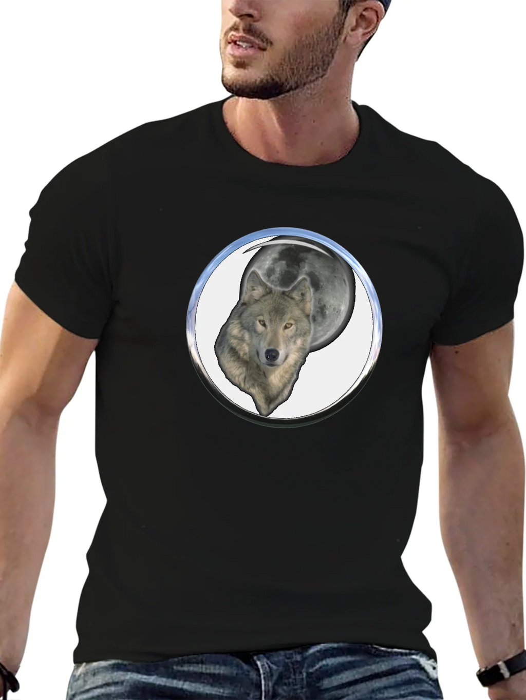 Wolf Moon Graphic Tee - Black Cotton Blend product image 6