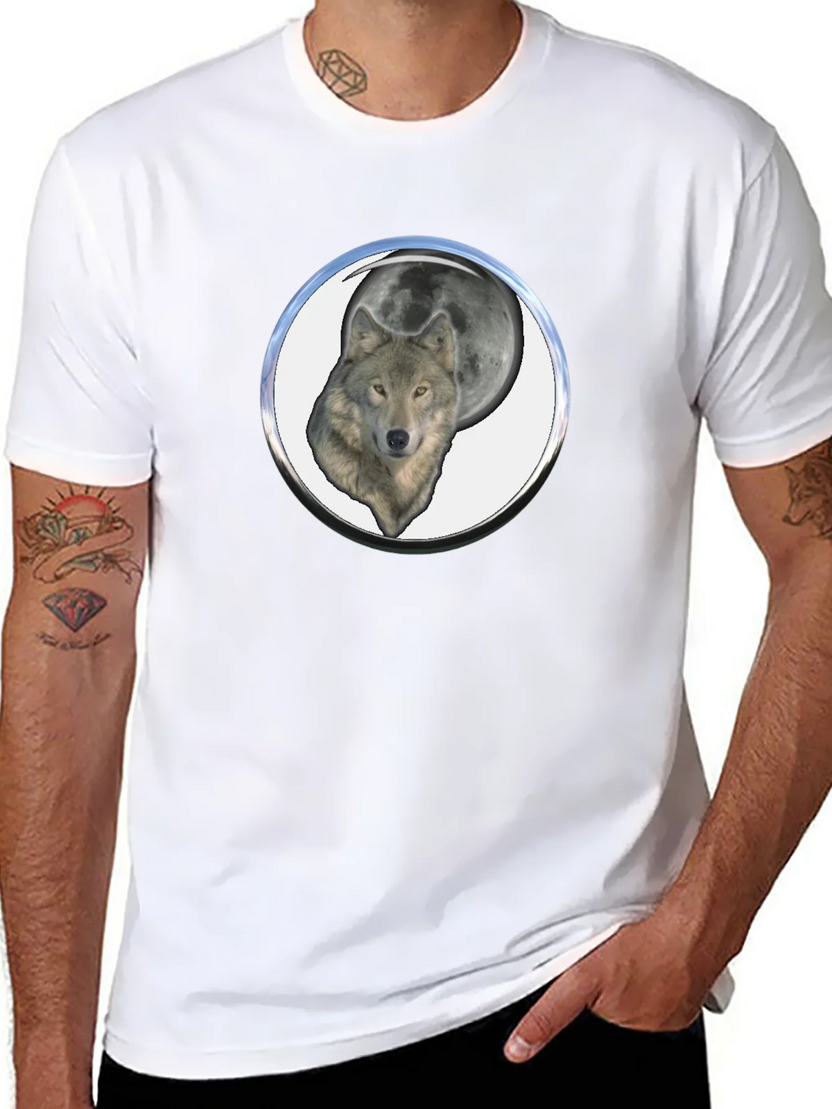 Wolf Moon Graphic Tee - Black Cotton Blend product image 7