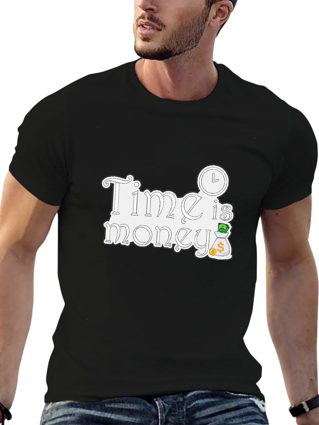 Time is Money Graphic Tee - Black Cotton T-Shirt product image 6