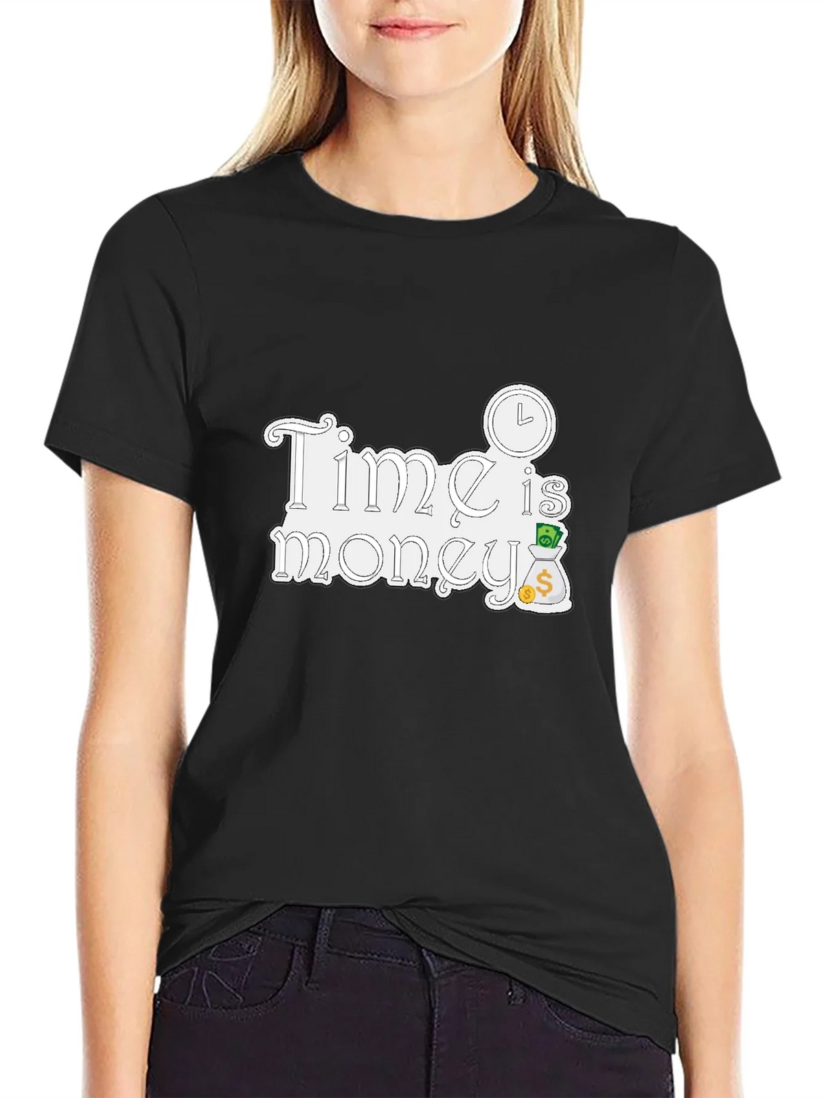 Time is Money Graphic Tee - Black Cotton T-Shirt product image 2