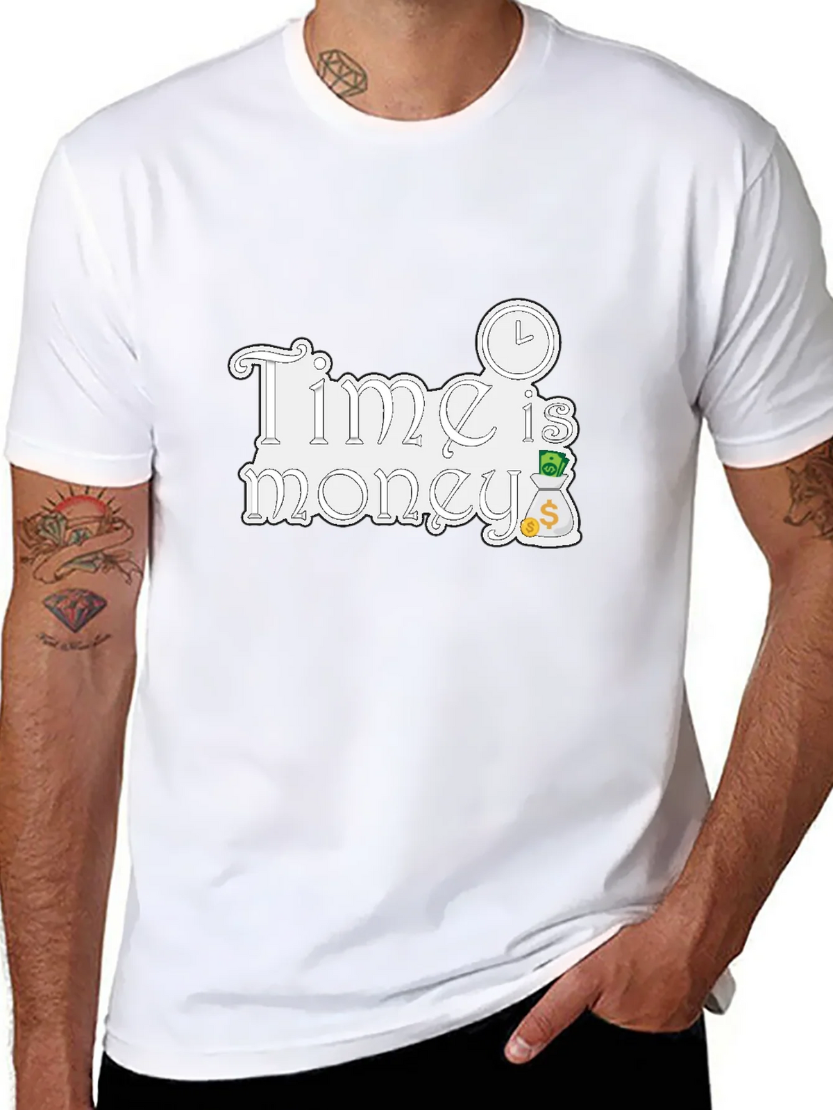 Time is Money Graphic Tee - Black Cotton T-Shirt product image 7