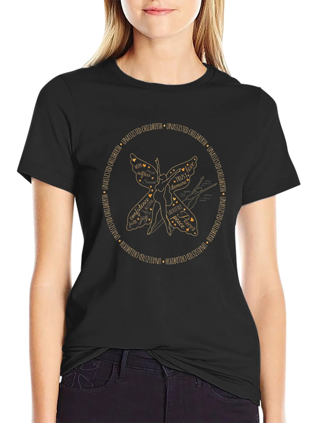 Unassisted Childbirth Butterfly Graphic T-Shirt product image 2