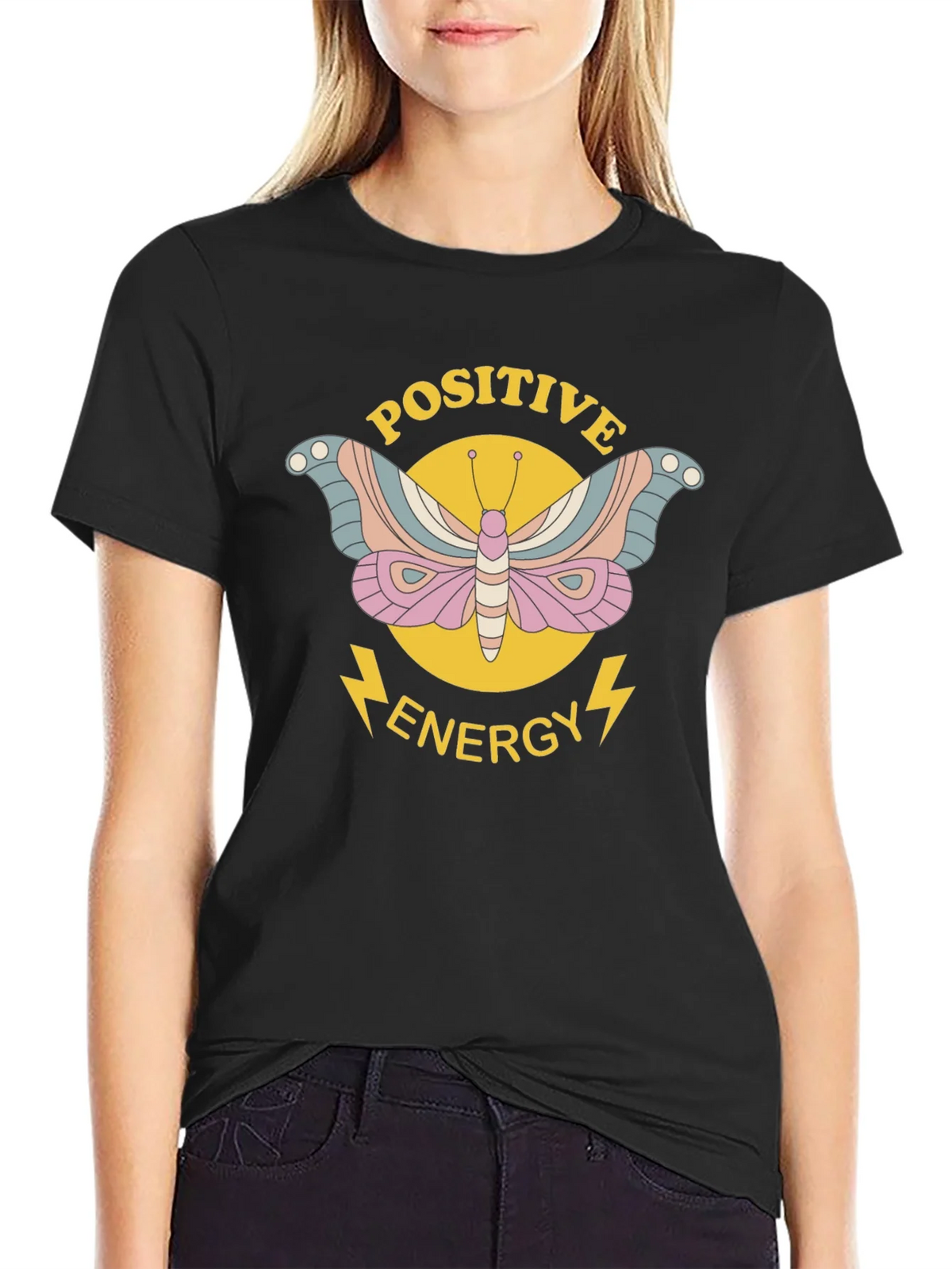 Positive Energy Butterfly Graphic Tee - Black product image 2