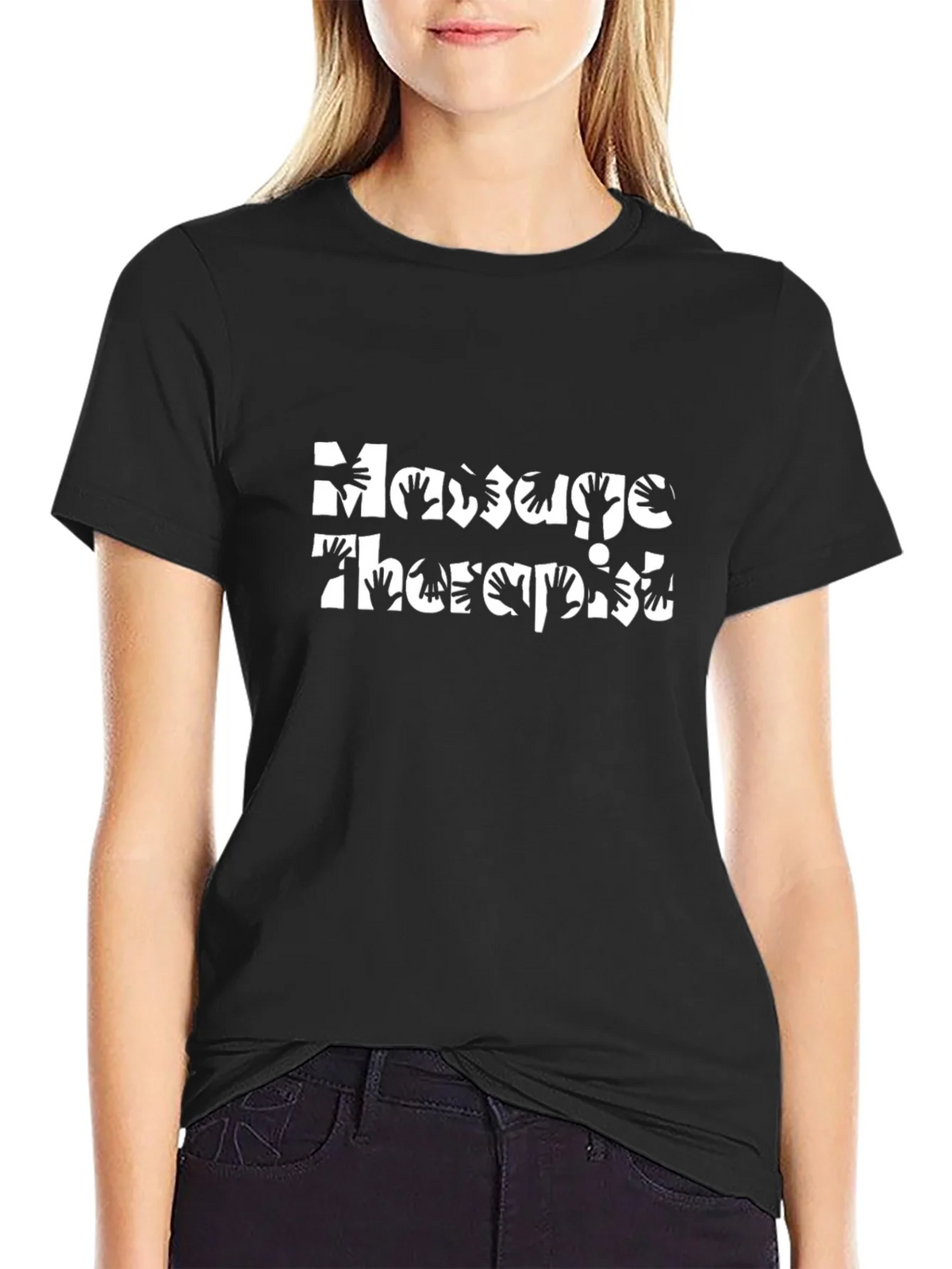 Massage Therapist Hand Design Black T-Shirt product image 2