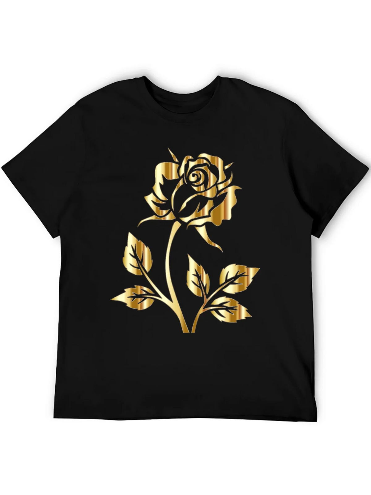 Black T-Shirt with Gold Rose Graphic Print product image 5