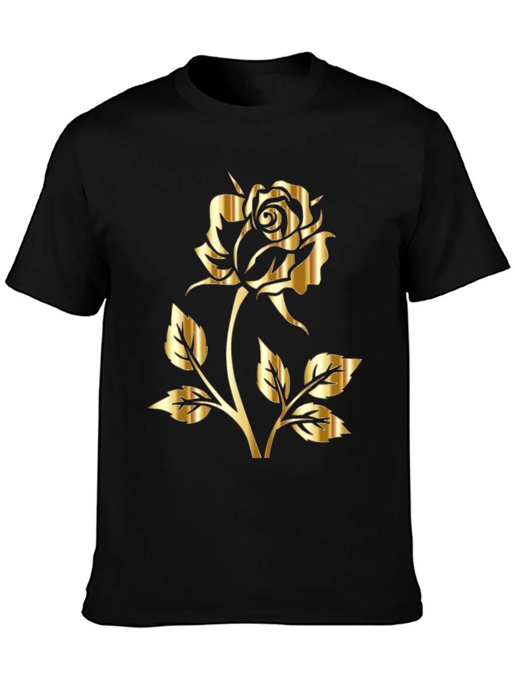 Black T-Shirt with Gold Rose Graphic Print product image 3