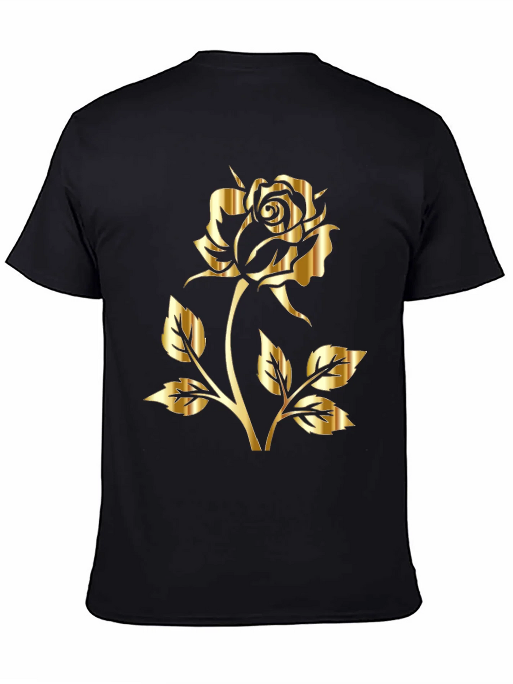 Black T-Shirt with Gold Rose Graphic Print product image 4