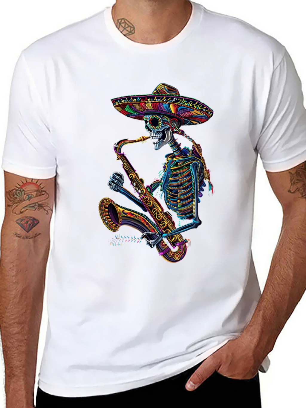 Skeleton Sax Player Graphic Tee product image 7
