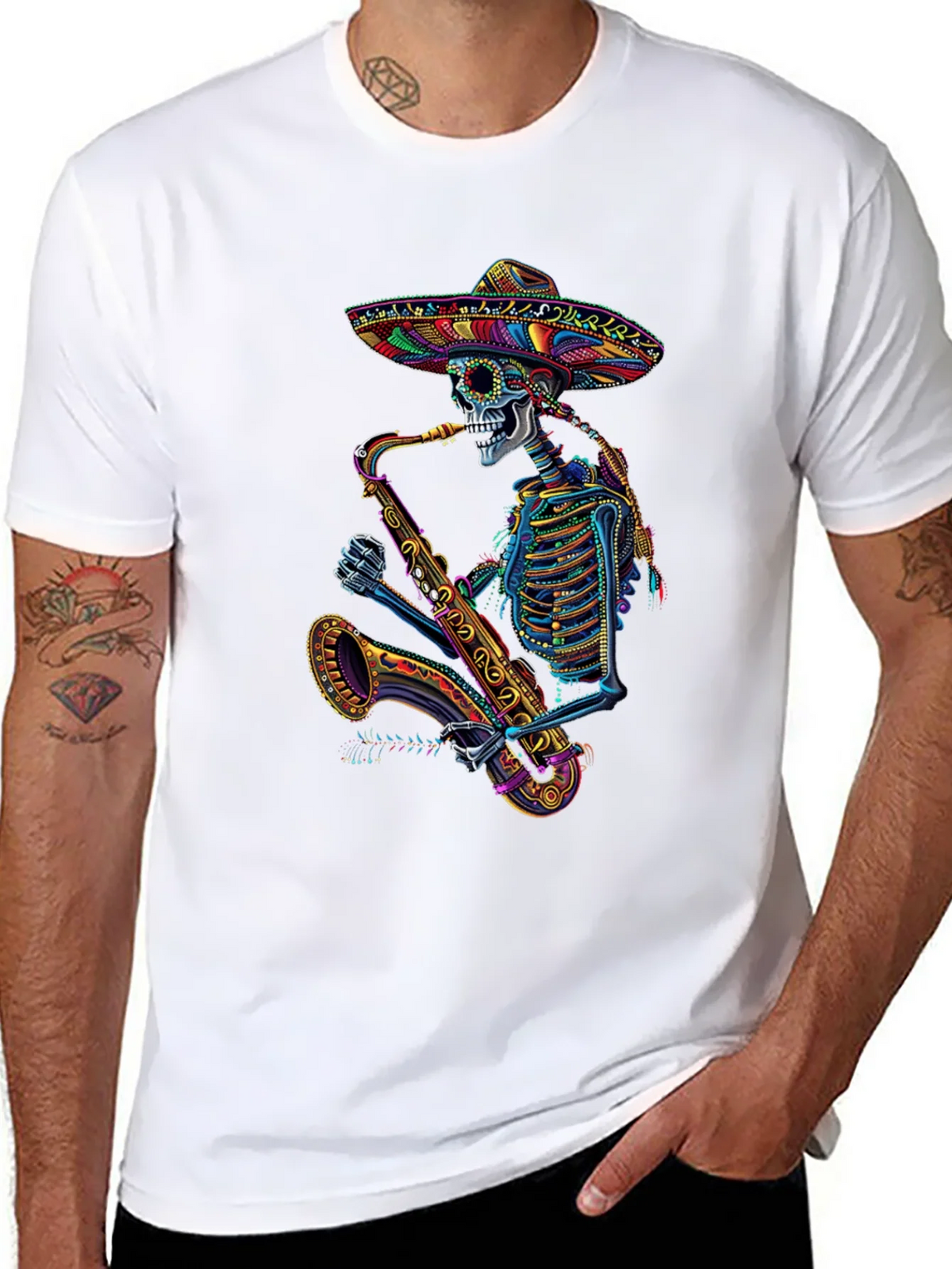 Skeleton Sax Player Graphic Tee product image 7