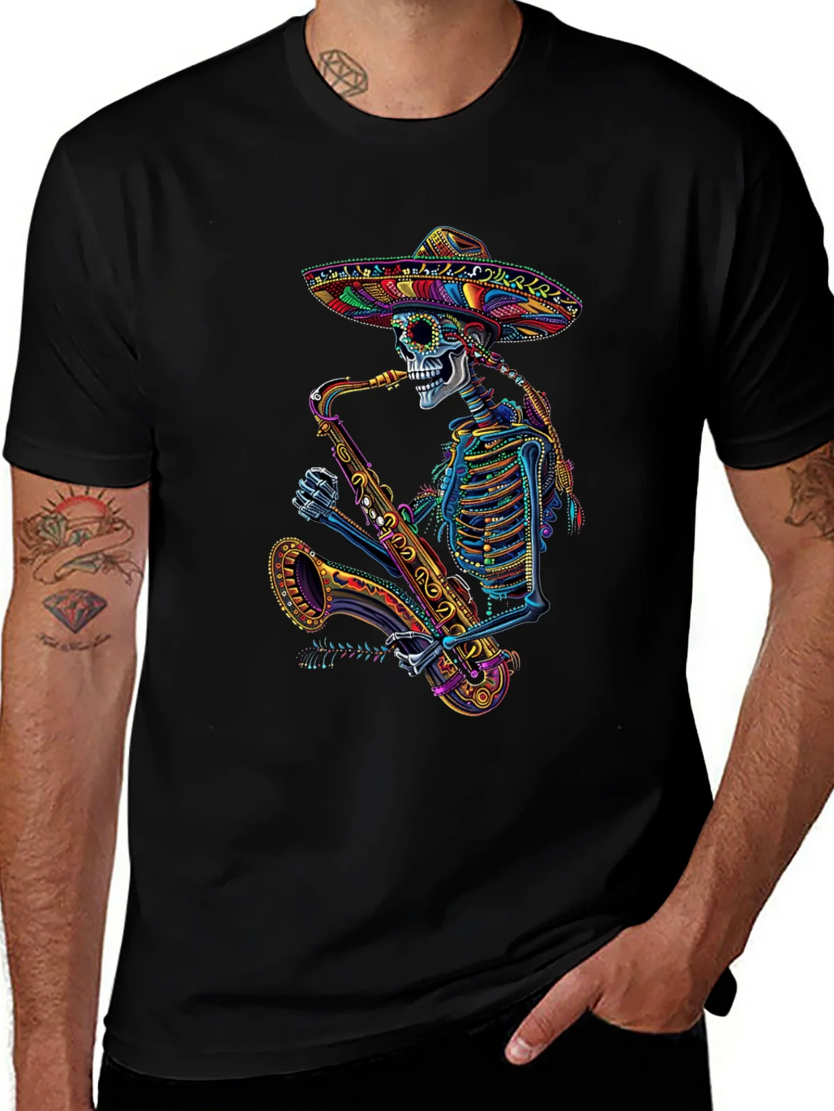Skeleton Sax Player Graphic Tee product image 1