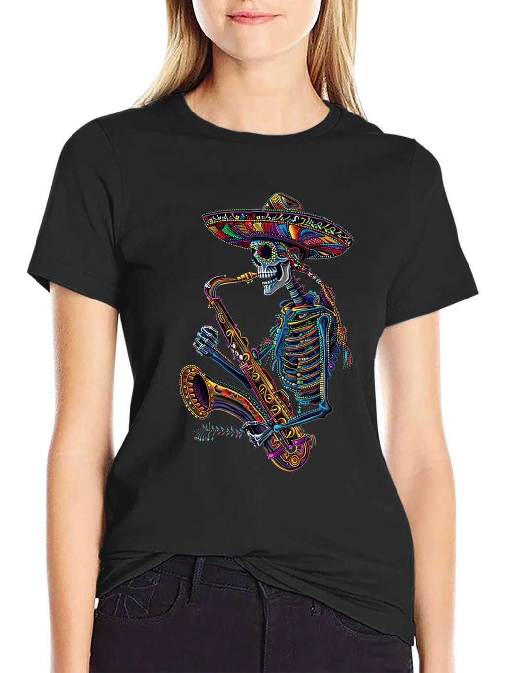 Skeleton Sax Player Graphic Tee product image 2