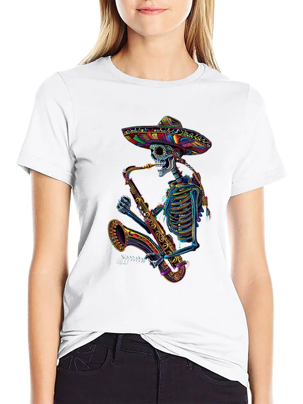 Skeleton Sax Player Graphic Tee product image 8
