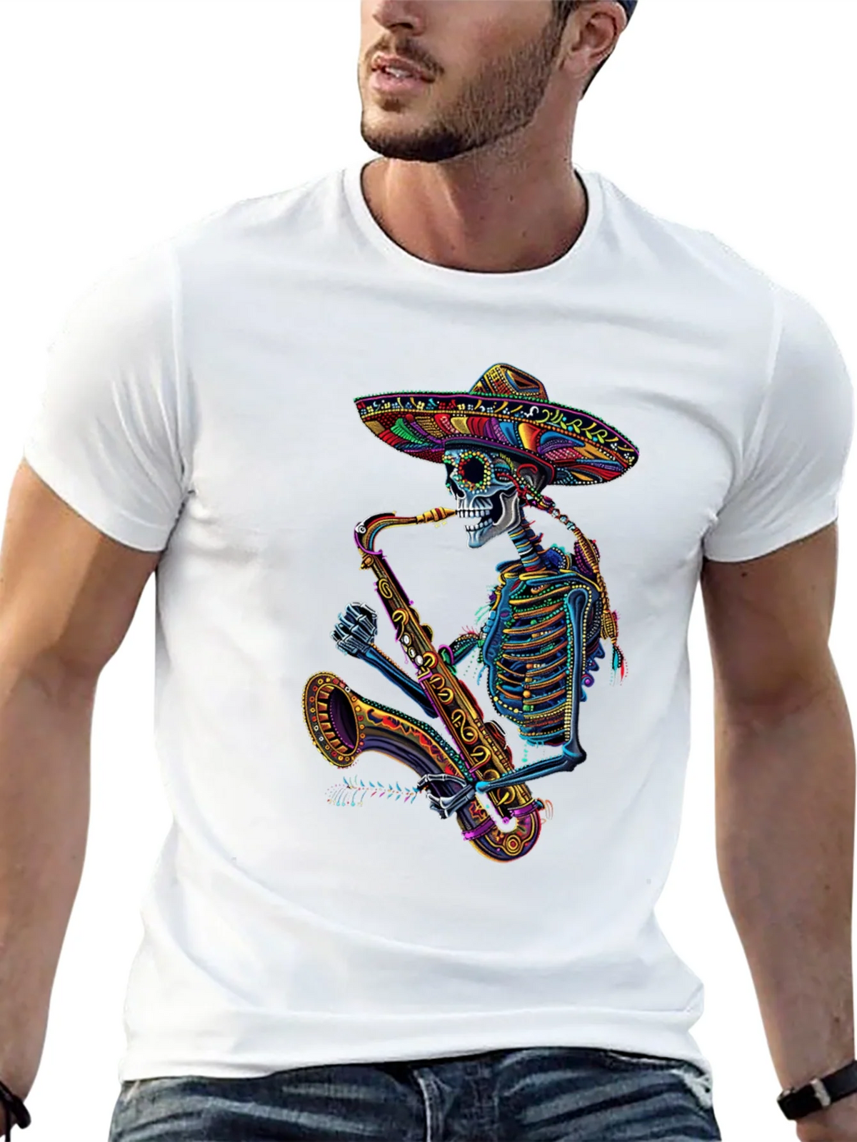 Skeleton Sax Player Graphic Tee product image 12