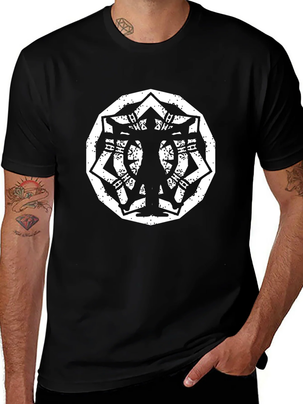 Geometric Silhouette Graphic Black T-Shirt product image 1