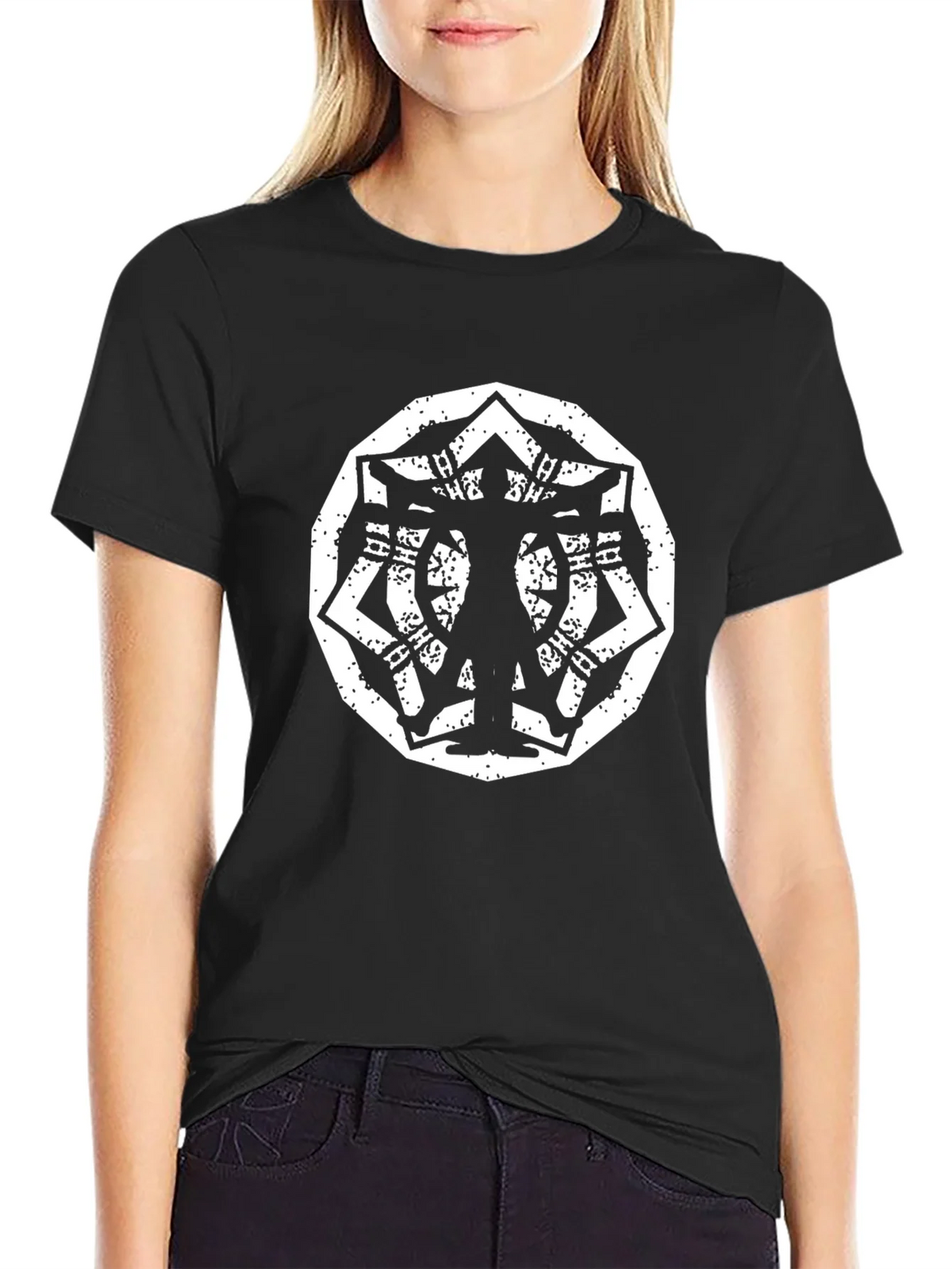 Geometric Silhouette Graphic Black T-Shirt product image 2