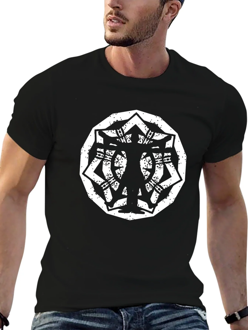 Geometric Silhouette Graphic Black T-Shirt product image 6