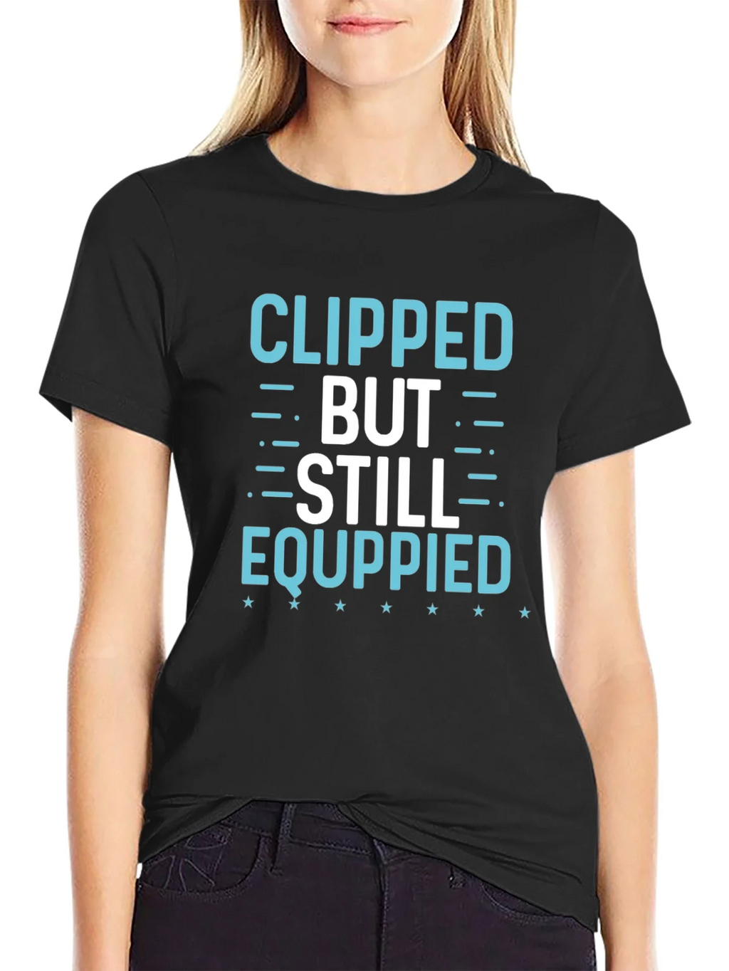 Clipped But Still Equippied Black Graphic Tee product image 2