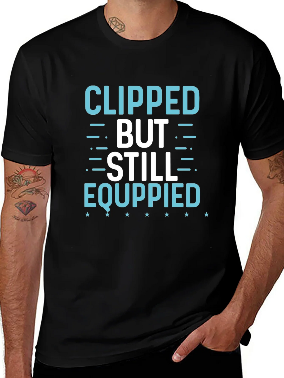Clipped But Still Equippied Black Graphic Tee product image 1