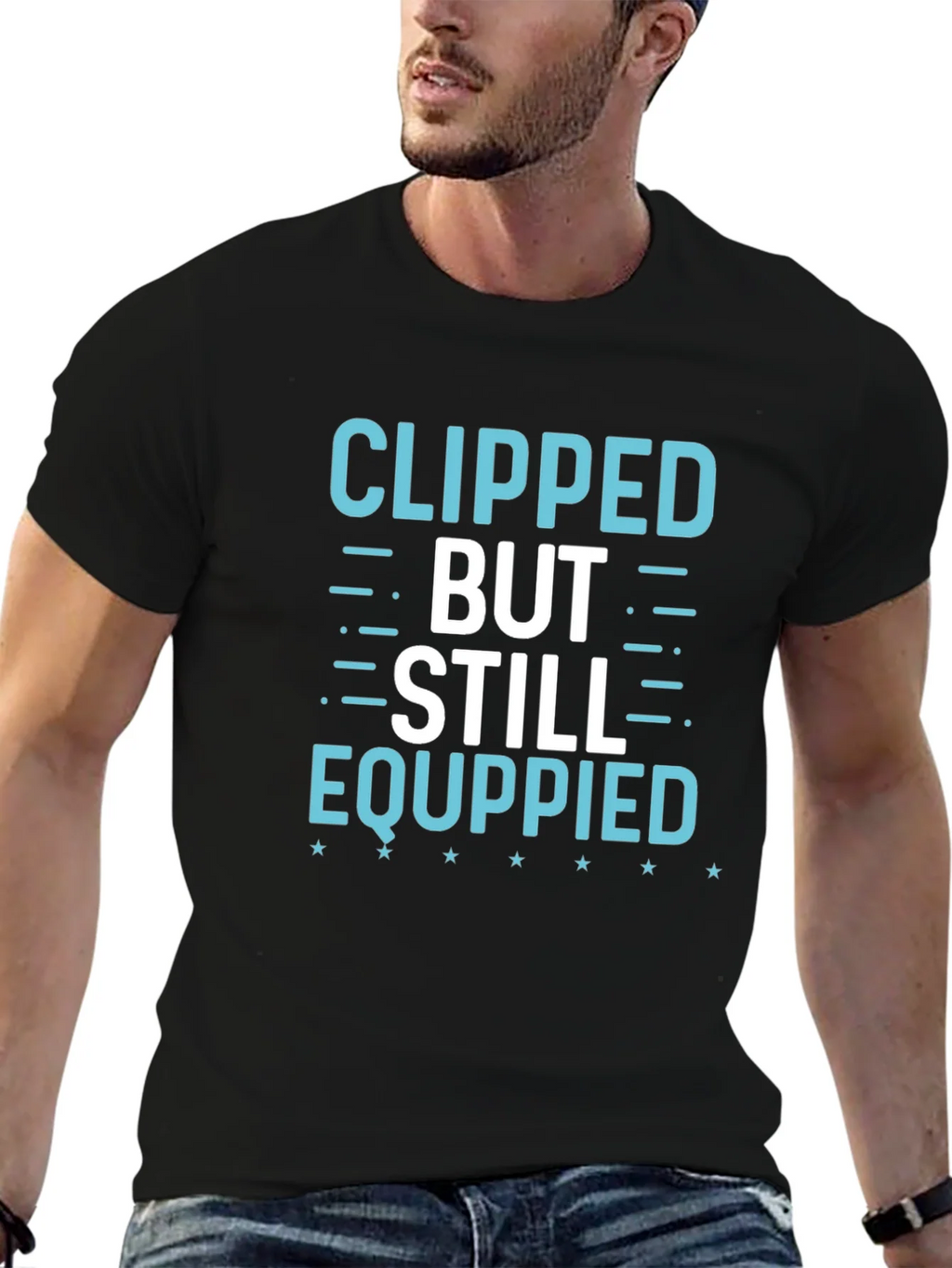 Clipped But Still Equippied Black Graphic Tee product image 6