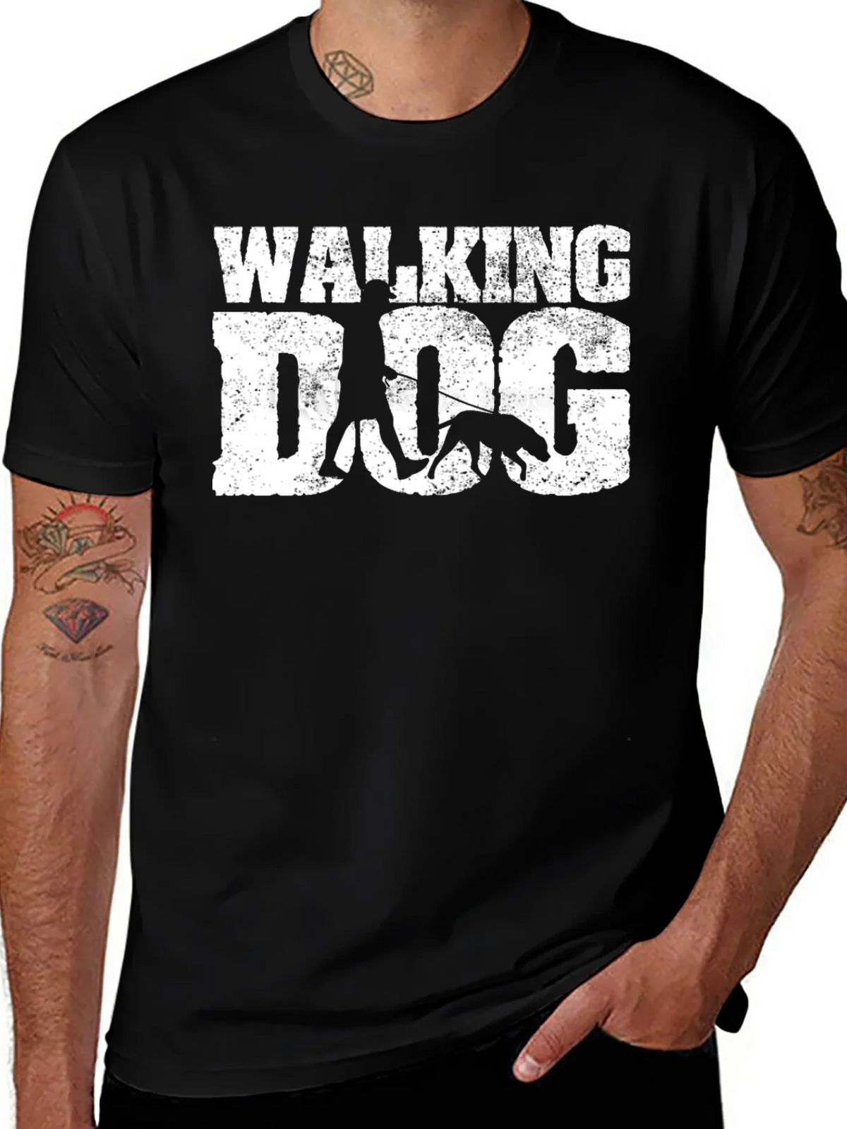 Walking Dog T-Shirt - Black Graphic Tee product image 1