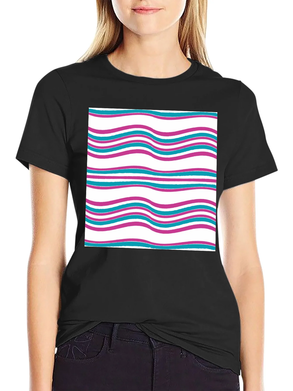 Wavy Line Pattern Tee - Casual Comfort product image 2
