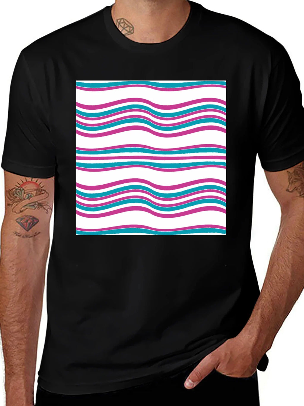 Wavy Line Pattern Tee - Casual Comfort product image 1