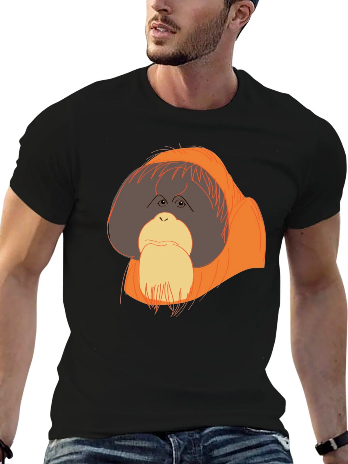 Orangutan Graphic T-Shirt - Black Crew Neck Tee product image 6
