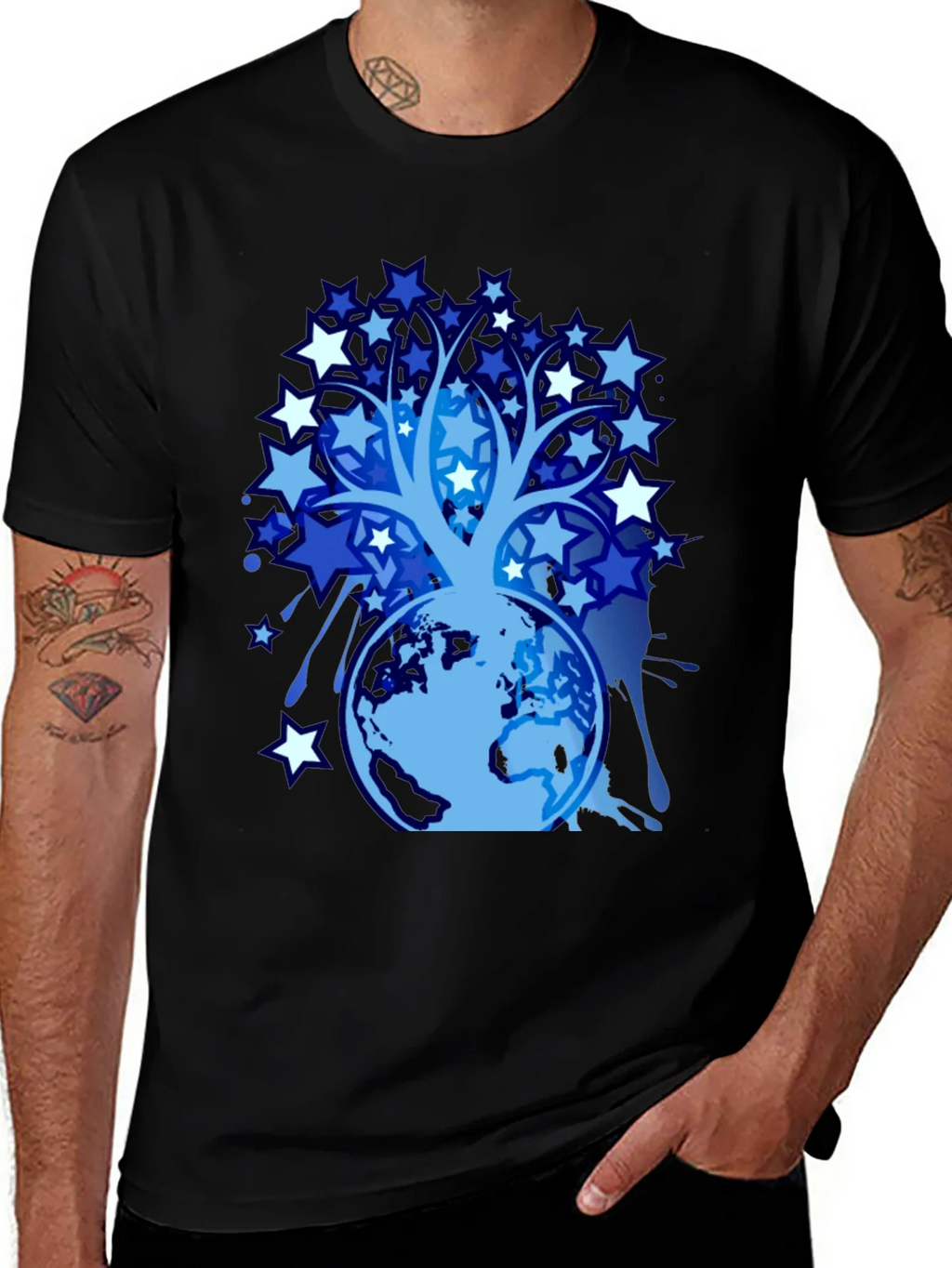 Star Tree Globe Graphic T-Shirt product image 1