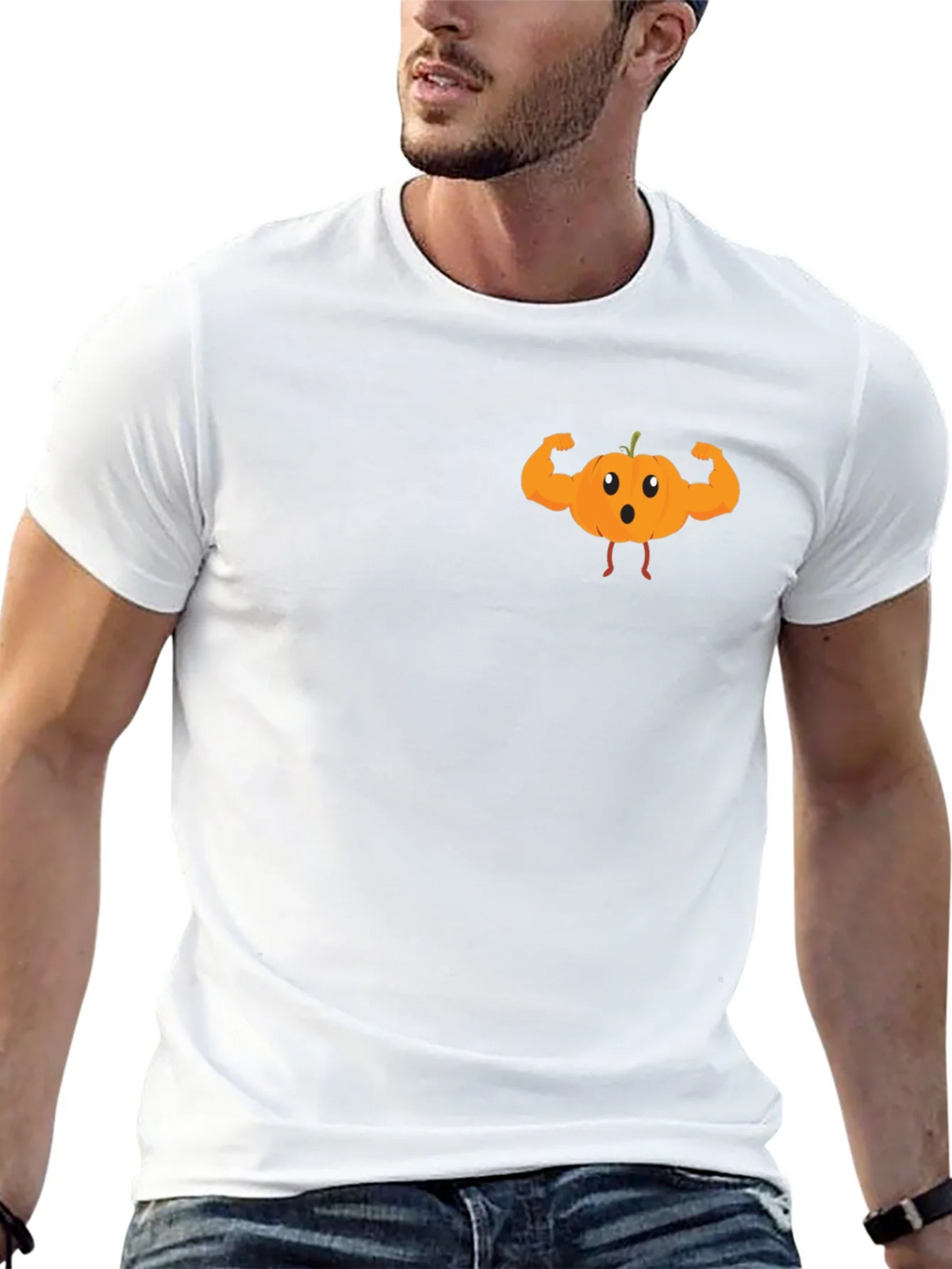 Funny Muscle Pumpkin T-Shirt - Halloween Apparel product image 12