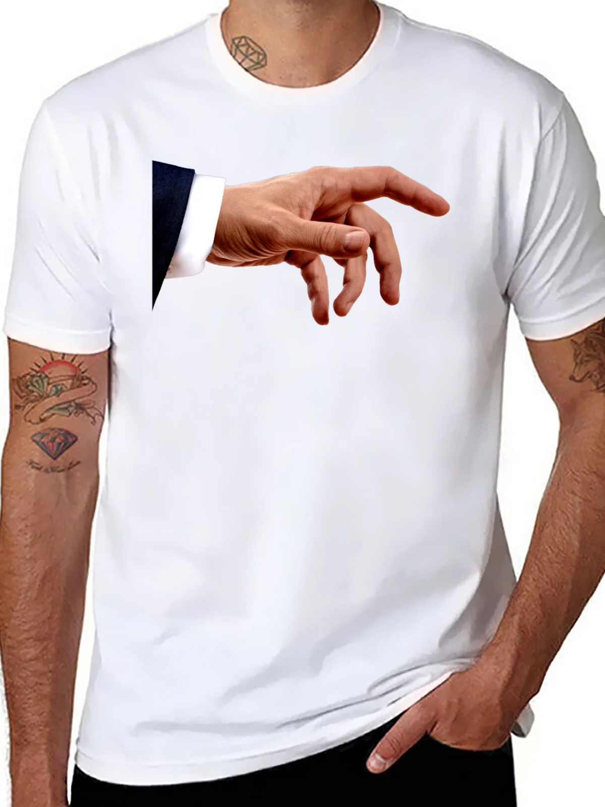 Michelangelos Creation of Adam Hand Graphic T-Shirt product image 7