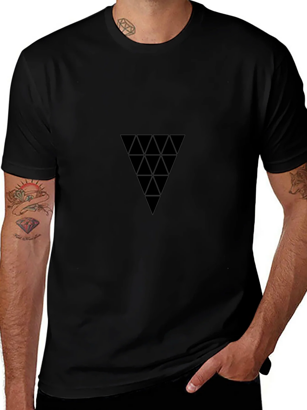 Geometric Triangle Black T-Shirt product image 1