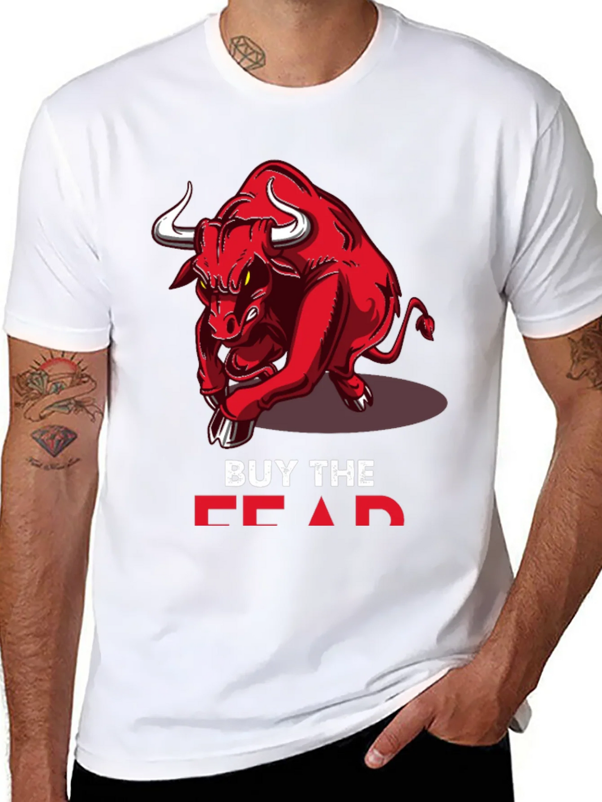 Buy the Fear Red Bull Black T-Shirt product image 7