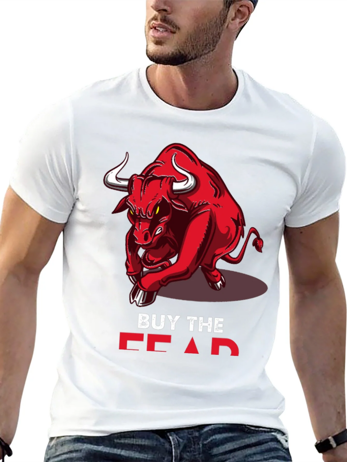 Buy the Fear Red Bull Black T-Shirt product image 12