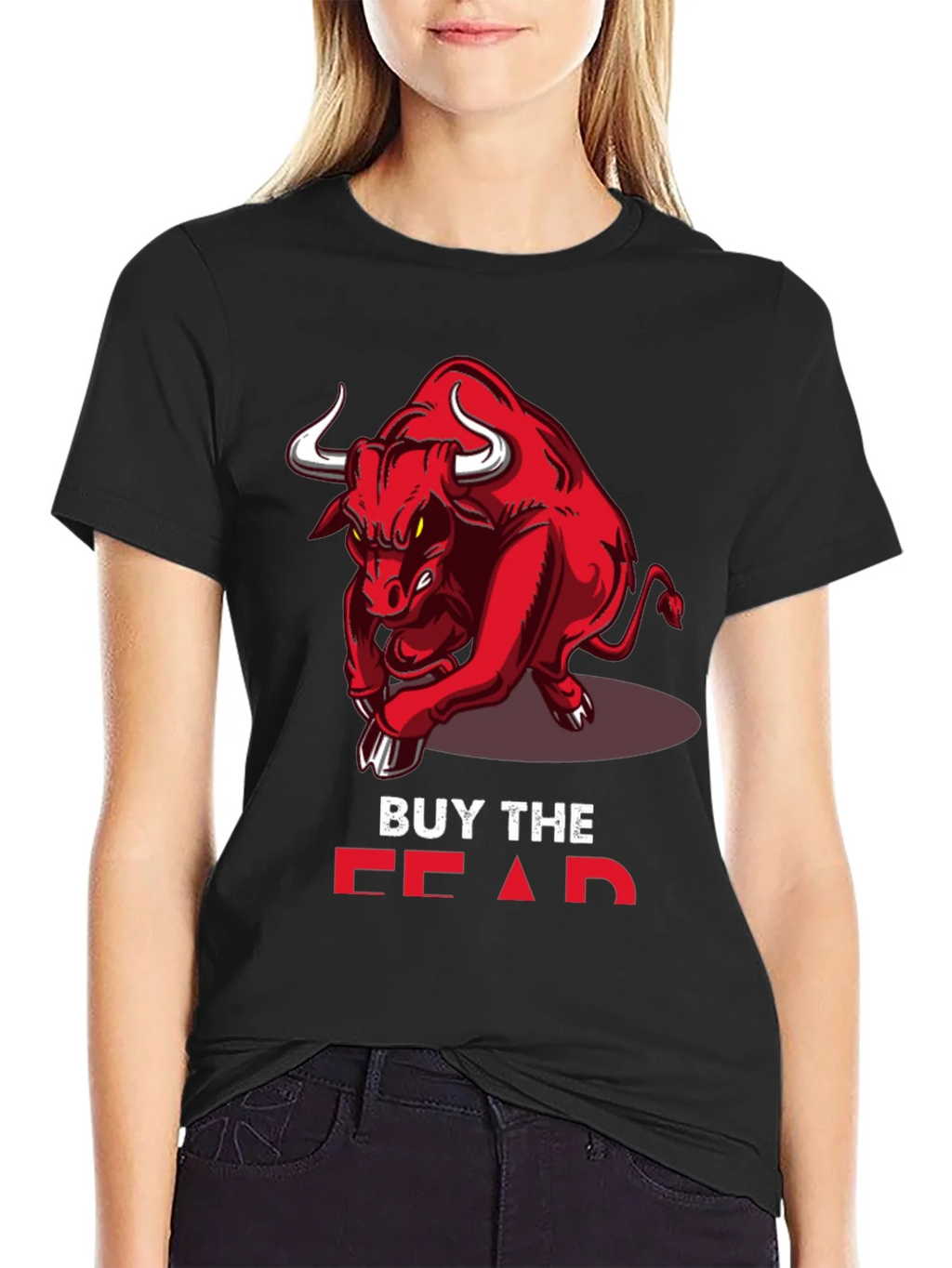 Buy the Fear Red Bull Black T-Shirt product image 2