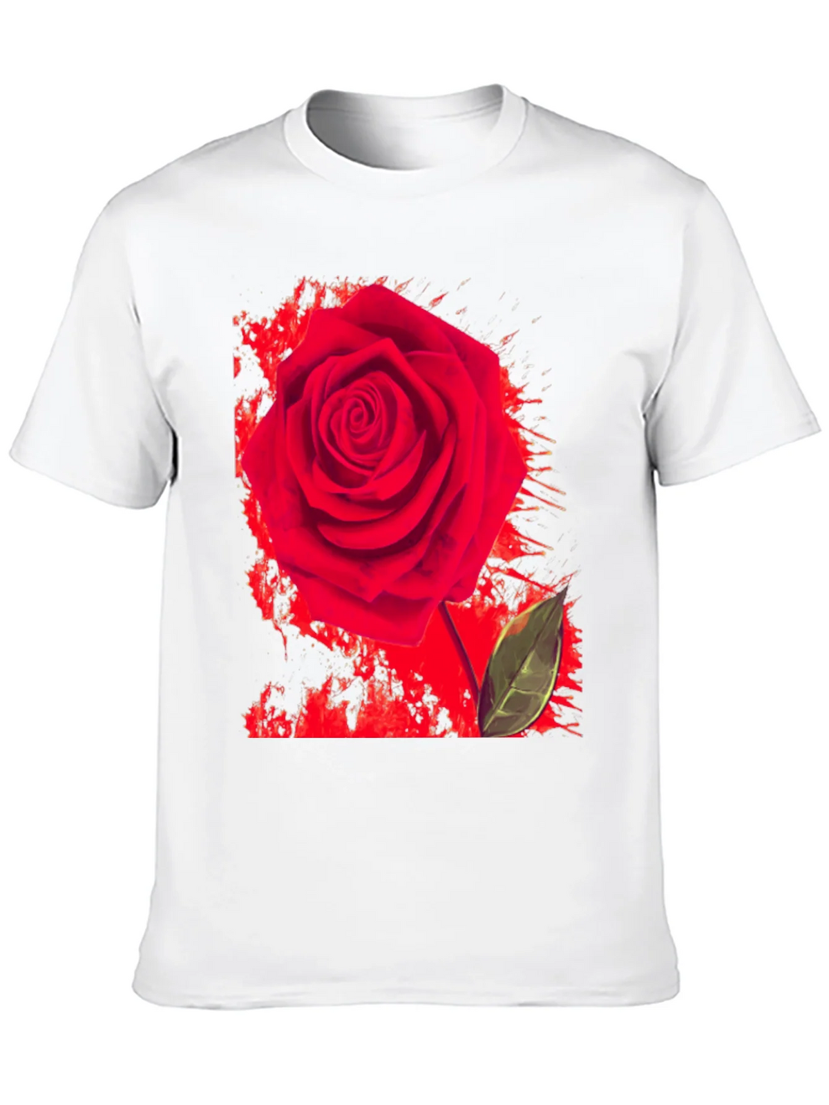 Red Rose Graphic Print T-Shirt - Casual Black Tee product image 9