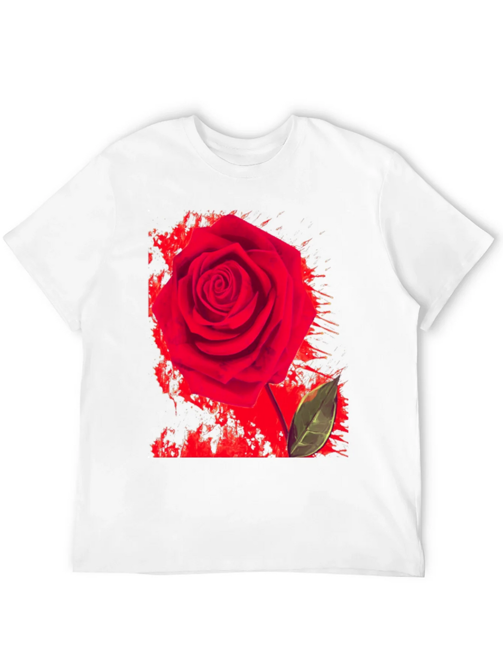 Red Rose Graphic Print T-Shirt - Casual Black Tee product image 11